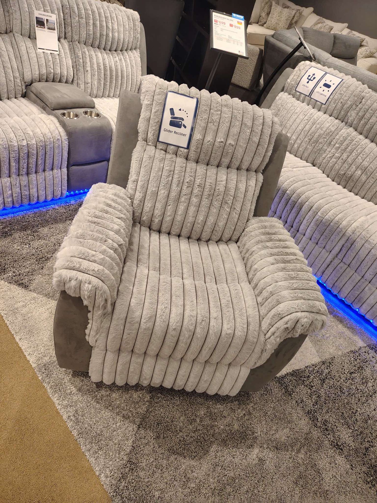 3PC RECLINER SET WITH LED LIGHTS