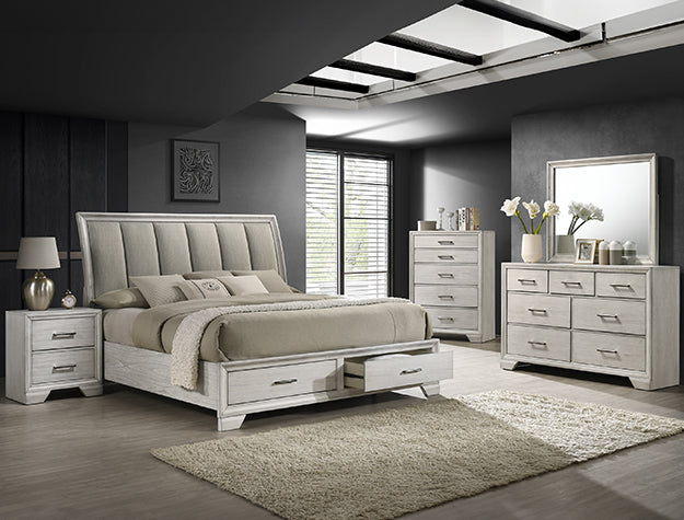 4PC QUEEN BED FRAME (1BEDFRAME,1DRESSER,1MIRROR,1NIGTSTAND)