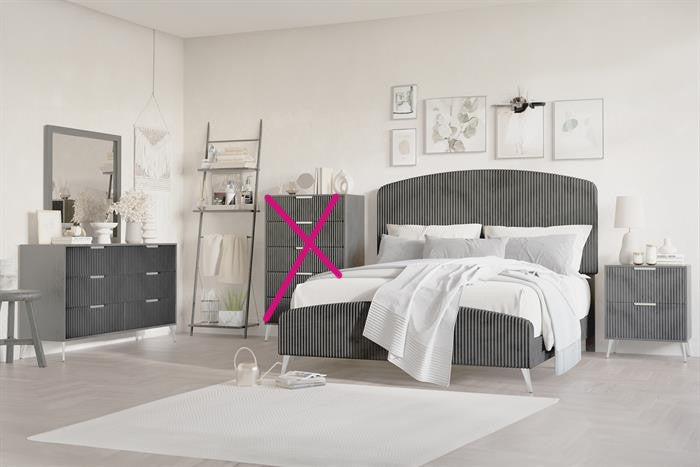 4PC QUEEN BED FRAME (1BEDFRAME,1DRESSER,1MIRROR,1NIGTSTAND)