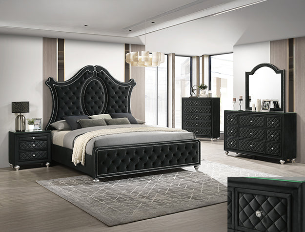 king 4 pc bedroom set (1bedframe,1dresser,1nightstand,1mirror)